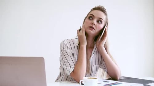 Blonde Business Woman Working at Modern Office