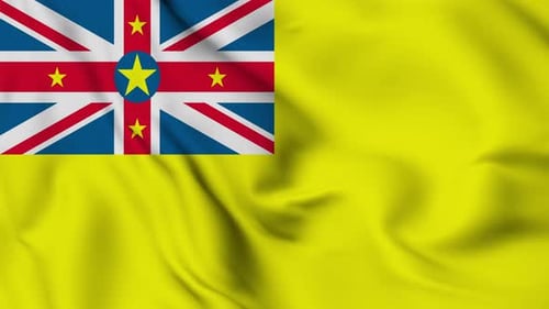 Waving Niue National Flag Seamless Loop Animation