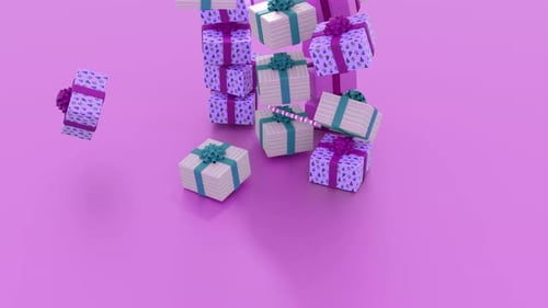 Falling Festive Gift Boxes and Candy Canes Animation