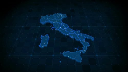 Futuristic Italy Map with Regional Data Display