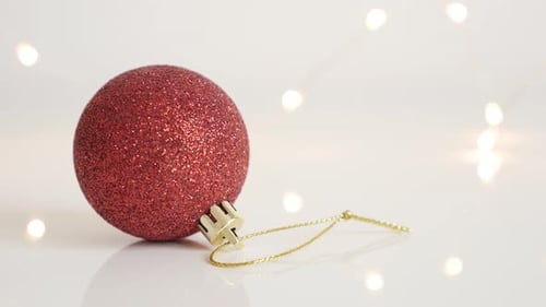 Sparkly Red Christmas Ornament Still Life