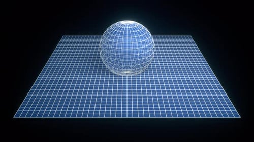 Wireframe Grid Deformed by Sphere Simulating Spacetime Gravity