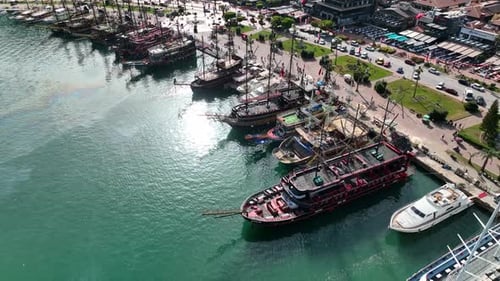 Pirate Harbor aerial view Turkey Alanya 4 K