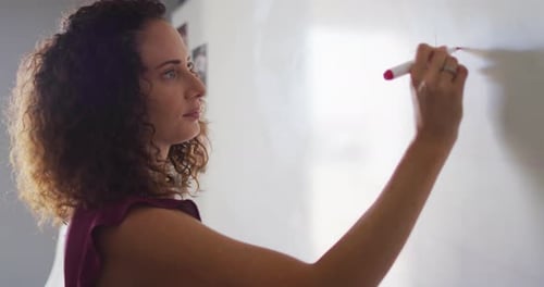 Woman Writing Equation on Whiteboard