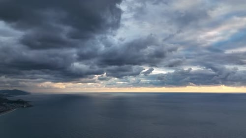 Cloudy Blue Sunset at Sea Turkey Alanya 4 K