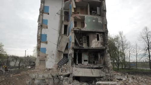 A Destroyed Residential Building in the City of Borodyanka As a Result of Bomb Attacks By the