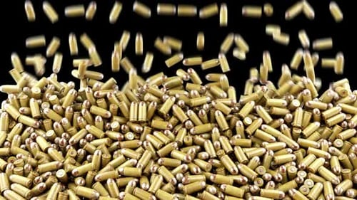 Realistic Falling Bullets Filling Screen with Ammunition