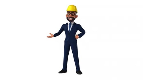 3D Indian Businessman Engineer Presenting Animation