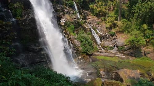 Wachirathan Waterfalls Beautiful Waterfall Flowing From High Cliff