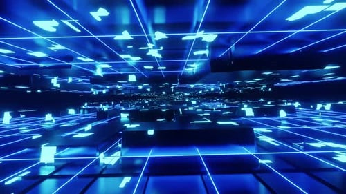 Boucle de tunnel en néon bleu rotatif
