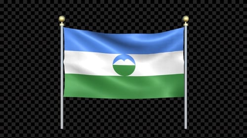 Drapeau De Kabardino Balkaria Agitant En Double Pôle Boucle