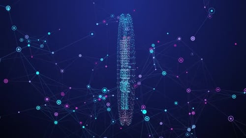 Digital Yen Yuan Currency Symbol in Futuristic Network Animation