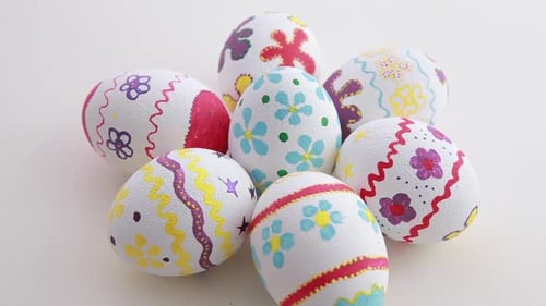 Colorful Easter Eggs with Whimsical Decorations