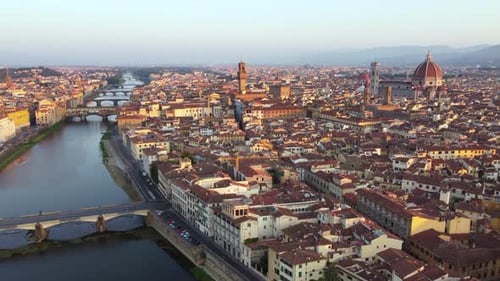 Florence or Firenze Cityscape Aerial View in Tuscany