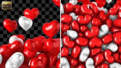Glossy Red and White Hearts Transition