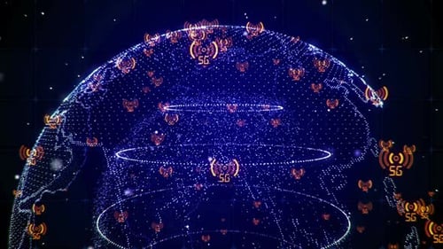 Futuristic Digital Earth 5G Network Animation