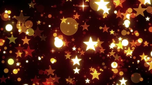 Golden Sparkling Stars and Glowing Bokeh Particle Background Loop