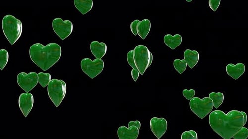 Heart Raining Green Solid