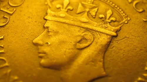 Close up of very old coin