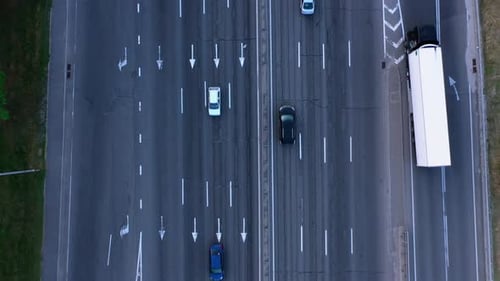 Aerial View of Cars Running on the Highway Road