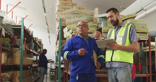 Workers discussing about the work