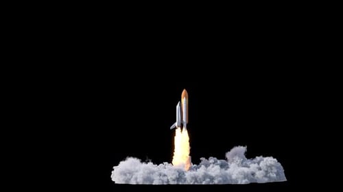 Realistic Space Shuttle Launch with Smoke and Alpha Channel