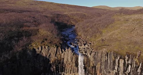Aerial Shot of Svartifoss in Iceland