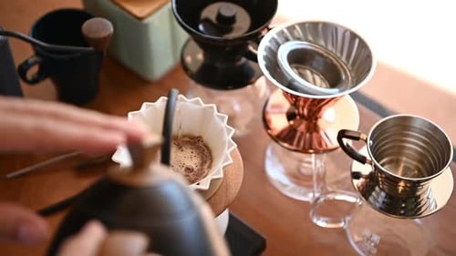 Pour Over Coffee Brewing Close Up