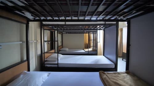 Empty Room for a Cheap Hostel with Bunk Beds