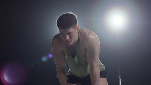 Man Breathing Heavily after Workout