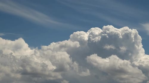 Speedy White Puffy Clouds Moving Blue Sky