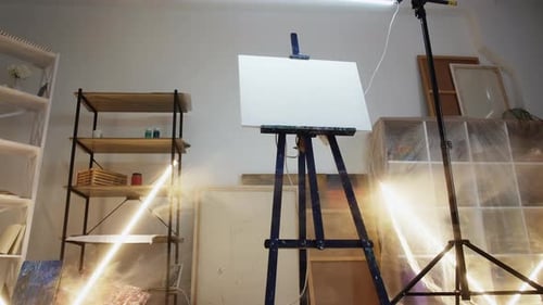 Art Studio Interior Scene Painting Equipment