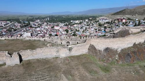 historic castle wall and cityscape