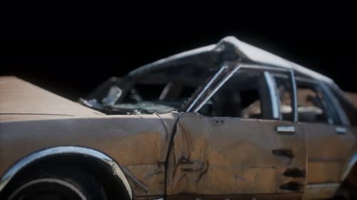 Old Rusted Crushed Car