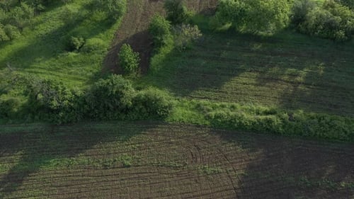 Pflügte landwirtschaftliche Felder von oben 4K Drohnenvideo