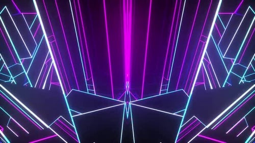 Abstract Neon Geometric Tunnel Loop Background