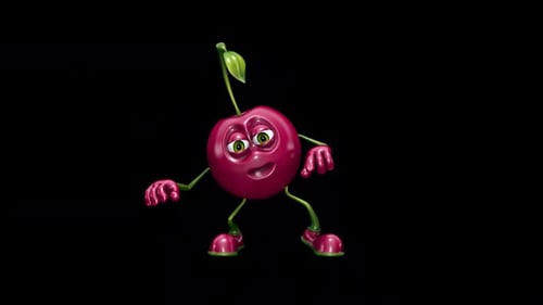 Lustiger Cherry Loop-Tanz mit Alpha-Kanal und Schatten