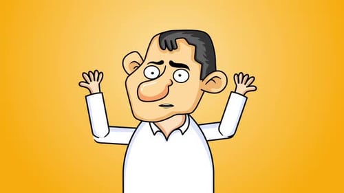 Cartoon Man Shrugging and Expressing Confusion