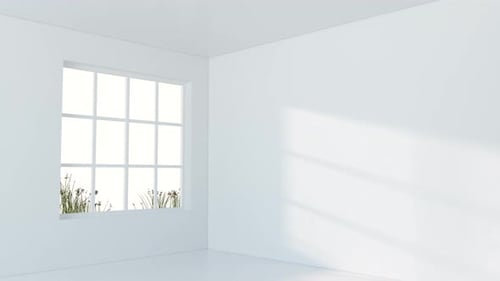 White empty room with sunlight come from the window.