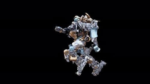 Futuristic Robot Running Animation with Alpha Channel