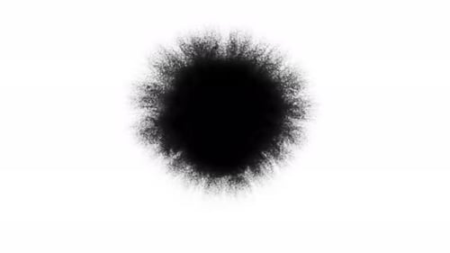 Abstract Black Ink Blots Spreading Across White