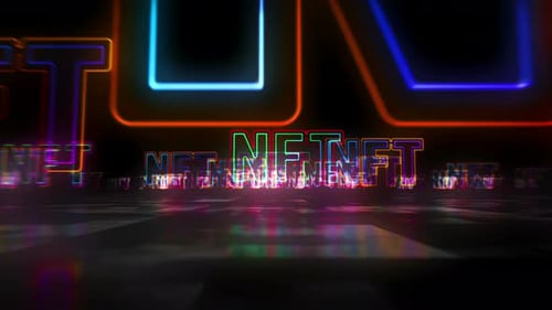 Futuristic NFT Text Animation with Neon Glitch Effect