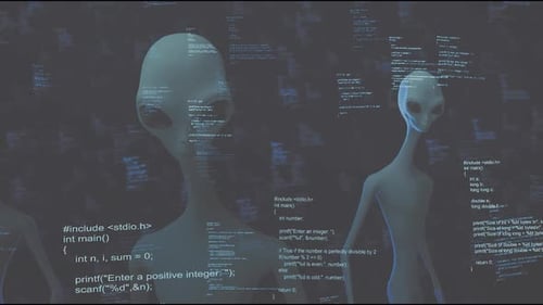 Classique Aliens Bleu Codage Informatique Cyber Space Hd