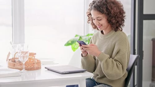 Female Works at Home