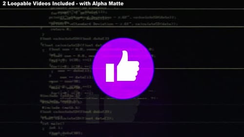 Animated Glitch Thumbs Up Icon with Digital Distortion Effect