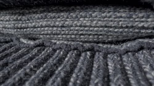 Macro Shot of Gray Knitted Woolen Fabric