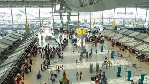 timelaps of Bangkok international airport