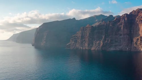 Aerial Hyperlapse of Los Gigantes Cliffs on Tenerife Canary Islands Spain