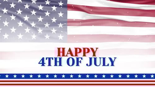 4th of July Independence day greeting animated background with american flag