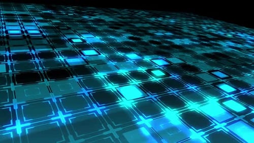 Sliding over an animated digital blue field
